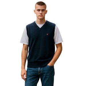 𝅺Chaps Navy Blue V-Neck Sweater Vest in Size Large